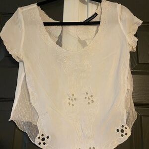 White Embroidered Women's Top